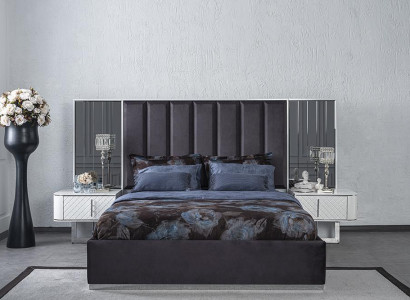 Double Bed Modern 2x Nightstands Bedroom Set Luxury Design Furniture